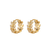 Lillibelle Gold Hoop Earring in a Leaf Wreath Design with Crystals